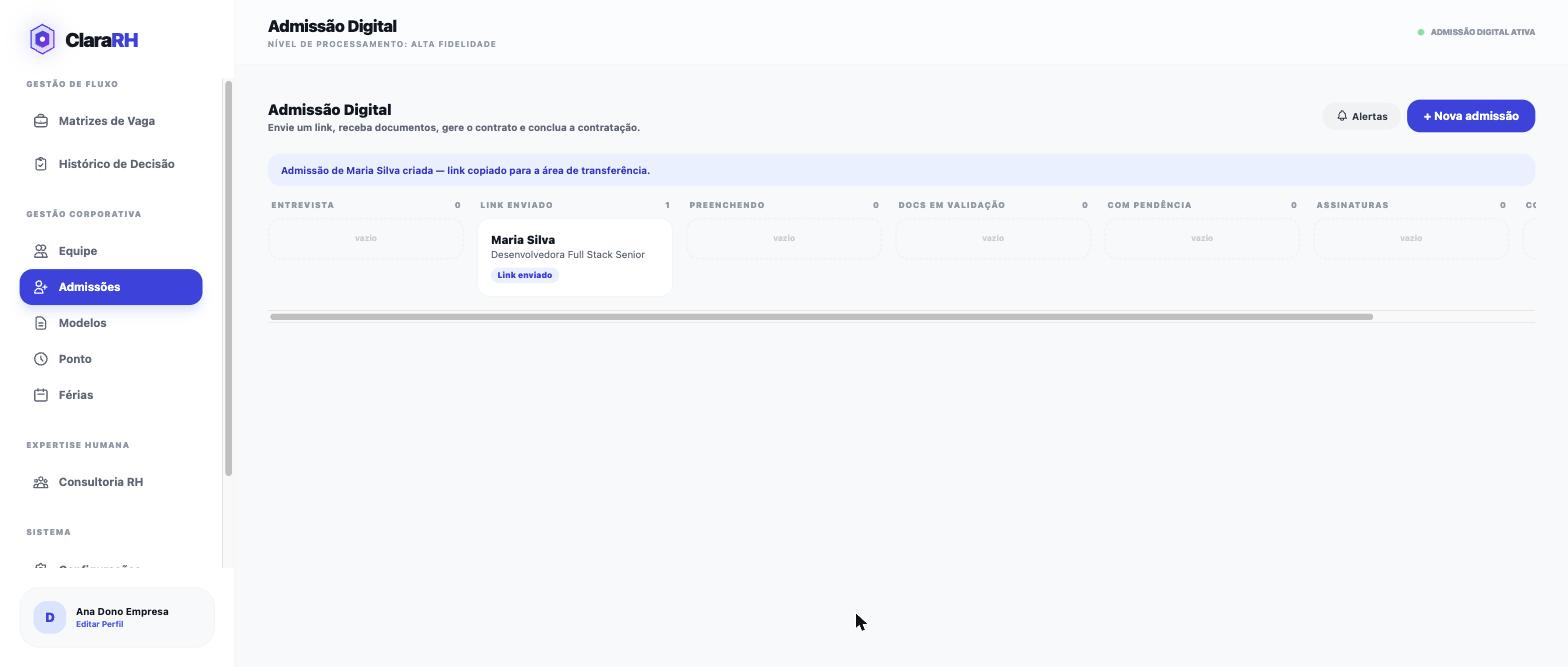 ClaraRH — admissão digital com assinatura