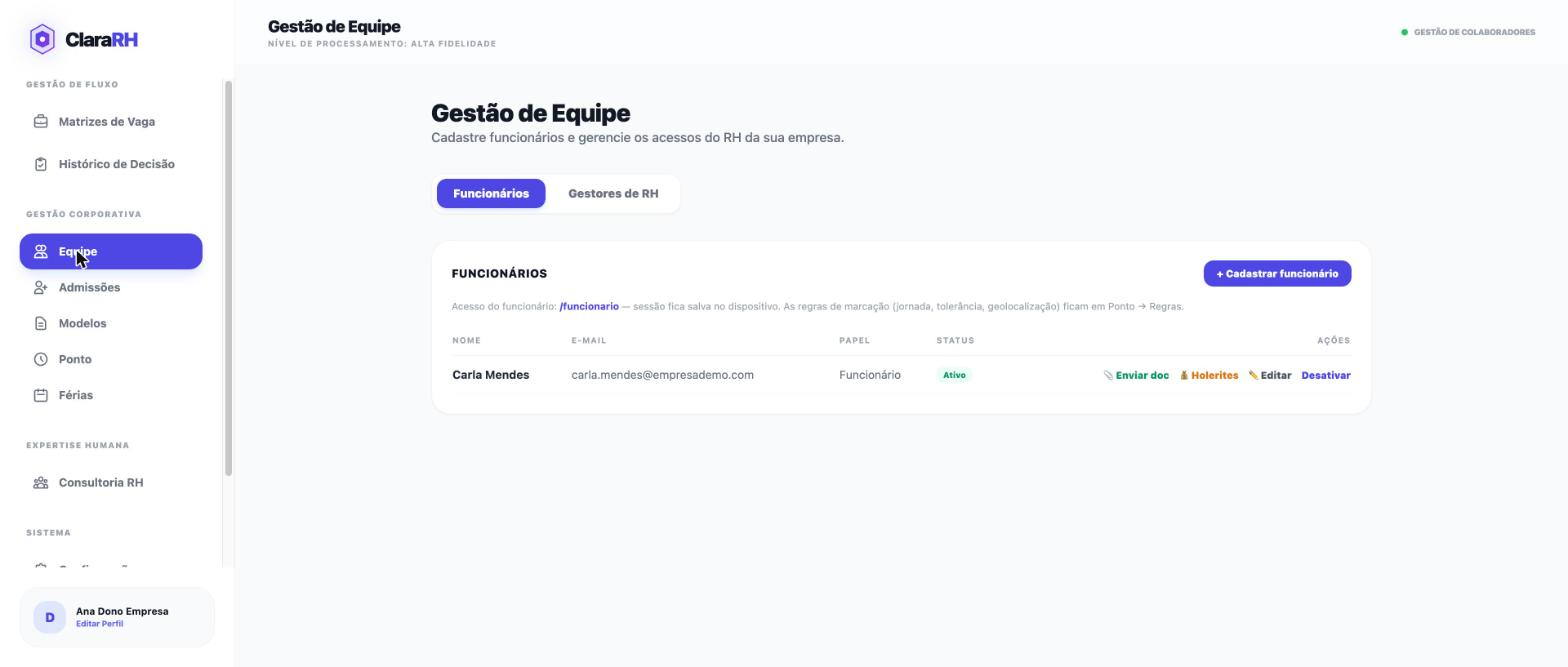 ClaraRH — gestão de equipe